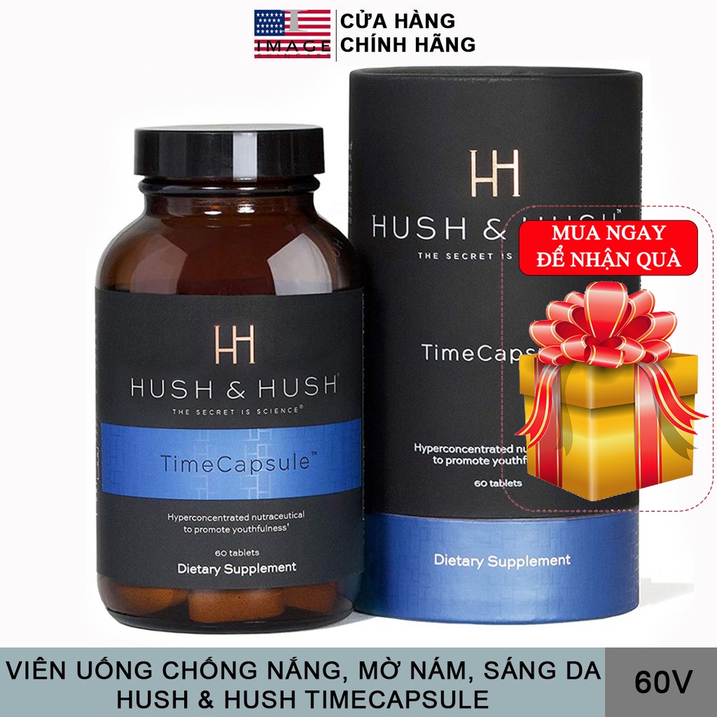 Image Skincare & Hush Hush Time Capsule Viên Uống Chống Nắng, Mờ Nám, Sáng Da 60 Viên