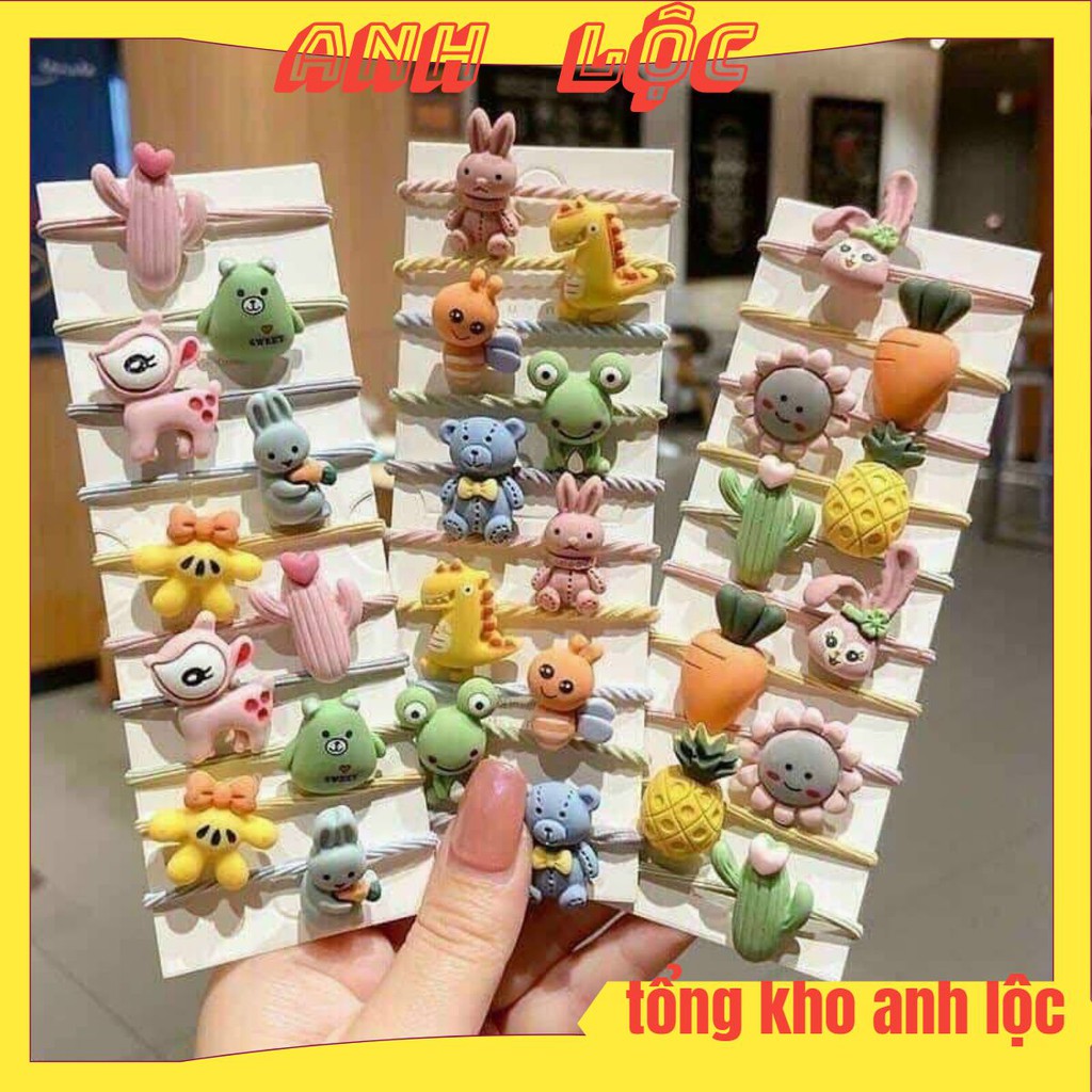 SET 10 DÂY BUỘC TÓC CHO BÉ❤️FREE SHIP❤️ VỈ 10 DÂY BUỘC TÓC HÌNH NGHỘ NGHĨNH