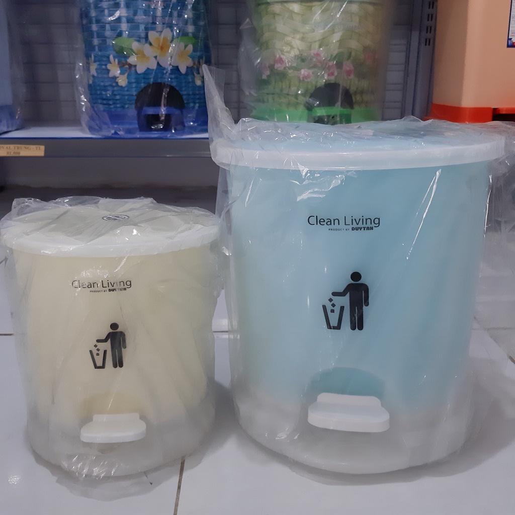Thùng rác Nhựa Duy Tân hình Oval đạp chân loại nhí dung tích 2.6L- Kích thước: 20 x 18 x 22cm