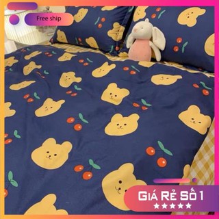 (GÍA HỦY DIỆT) Set 4 Món Chăn Ga Gối Cotton Poly  Mẫu Gấu Vàng Cherry