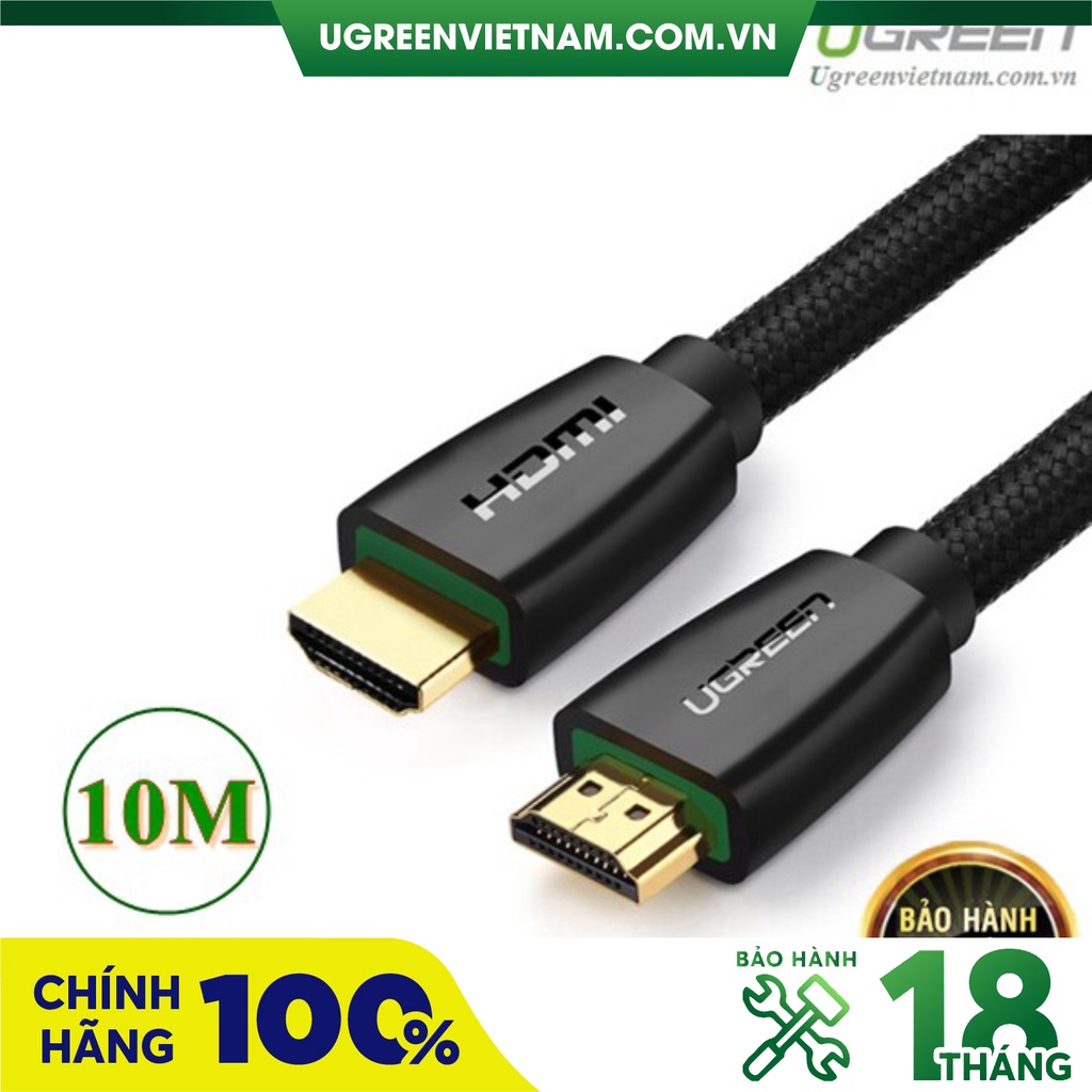 Cáp HDMI 2.0 dài 10m hỗ trợ full HD 4Kx2K chính hãng Ugreen 40414 cao cấp