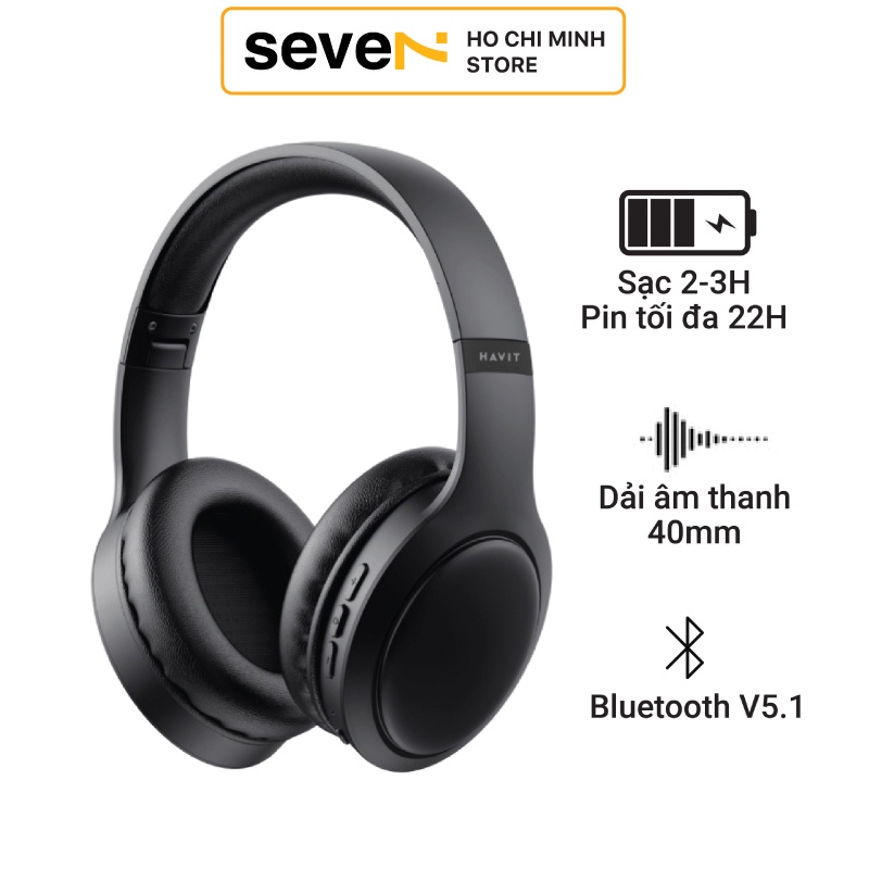 Tai Nghe Bluetooth Headphone Havit H633BT, Thiết Kế Công Thái Học, Nghe Đến 22H