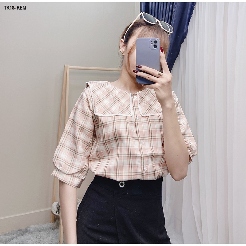 TK18- Áo caro cổ thủy thủ