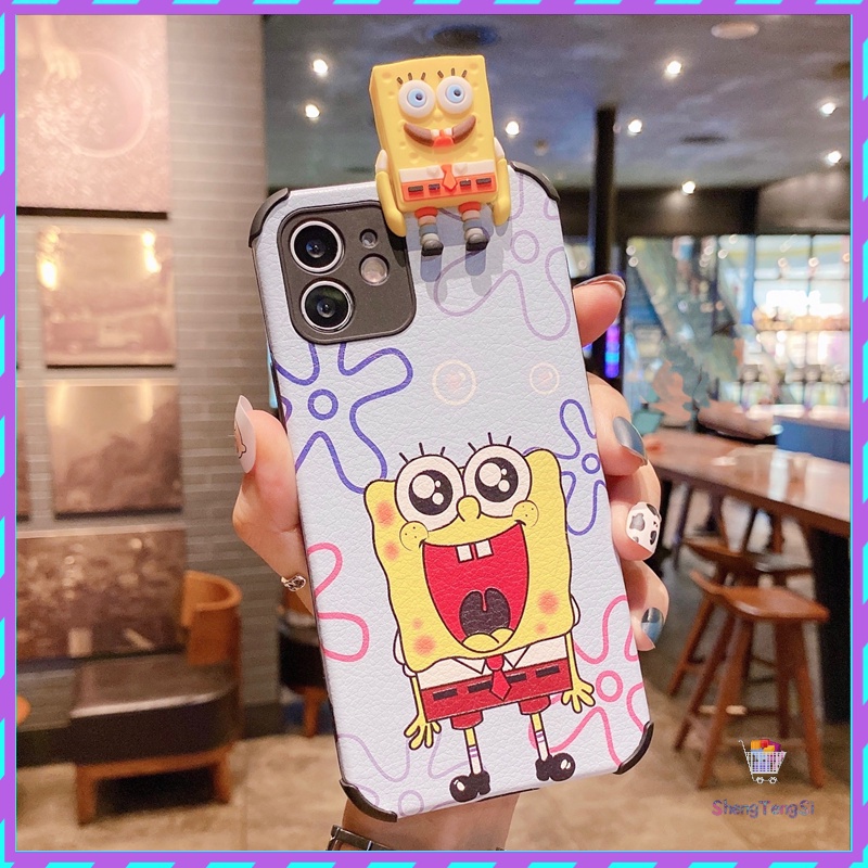 Case Iphone Cute Standing Pendant SpongeBob Phone Case for Oppo A31 A52 A53 A5 2020 A8 A9 2020 A92 F11 F9 A7X A7 A5s A12 A5 A3s A12E R17 R17pro A83 A1 Reno 5 Reno5pro Reno 3 A91 K5 K3 A59 F1s A57 A39 Phone Case