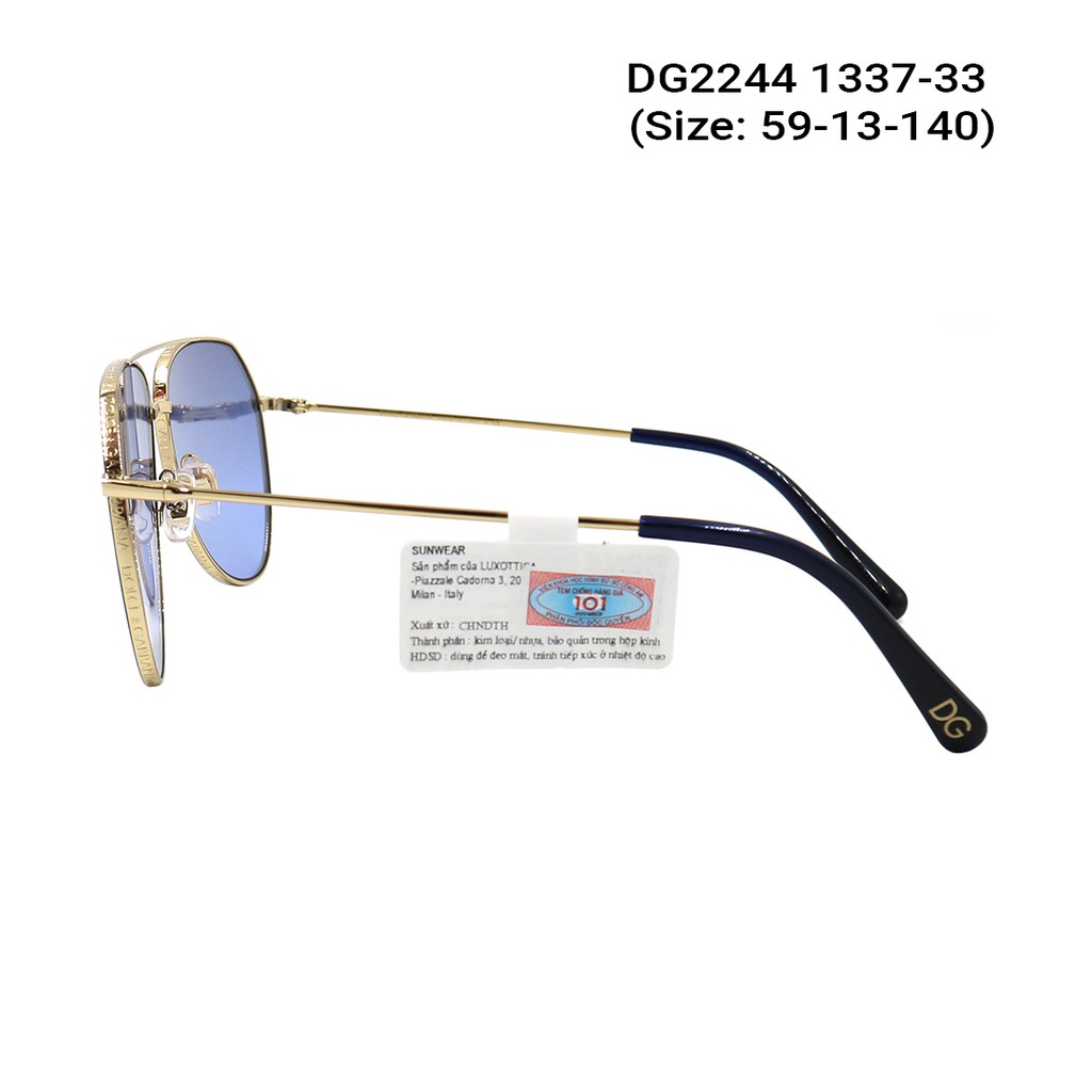 Kính mát chính hãng Dolce Gabbana DG2244 màu sắc thời trang, thiết kế dễ đeo bảo vệ mắt