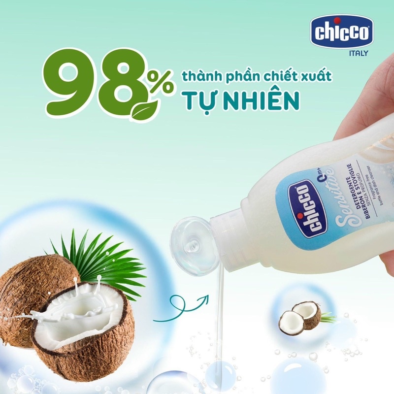 Gel rửa bình Chicco chiết xuất dầu dừa tự nhiên 300ml