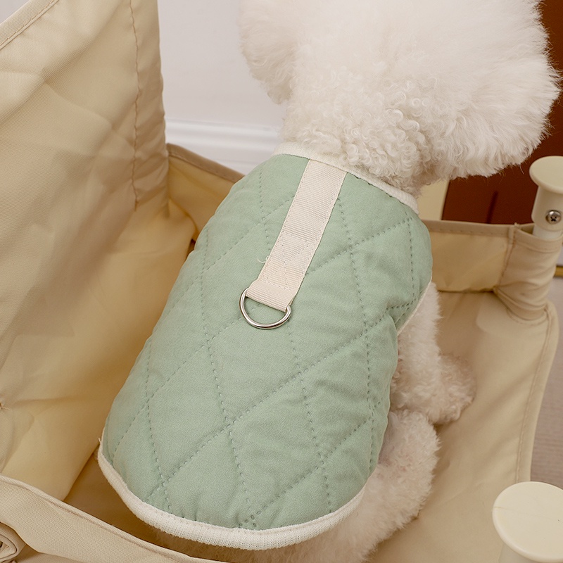 Áo Cotton Thu Đông Họa Tiết Sọc Caro Đính Kim Cương Dễ Thương Dành Cho Cún Cưng