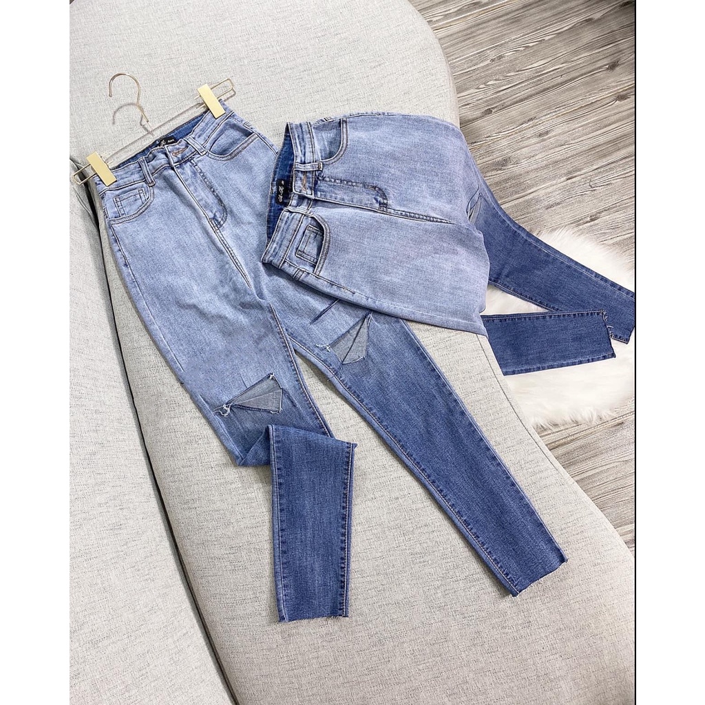 Quần jean 9 tấc Bigsize loang màu Ombre siêu đẹp 4074 4213, lưng cao, co dãn mạnh