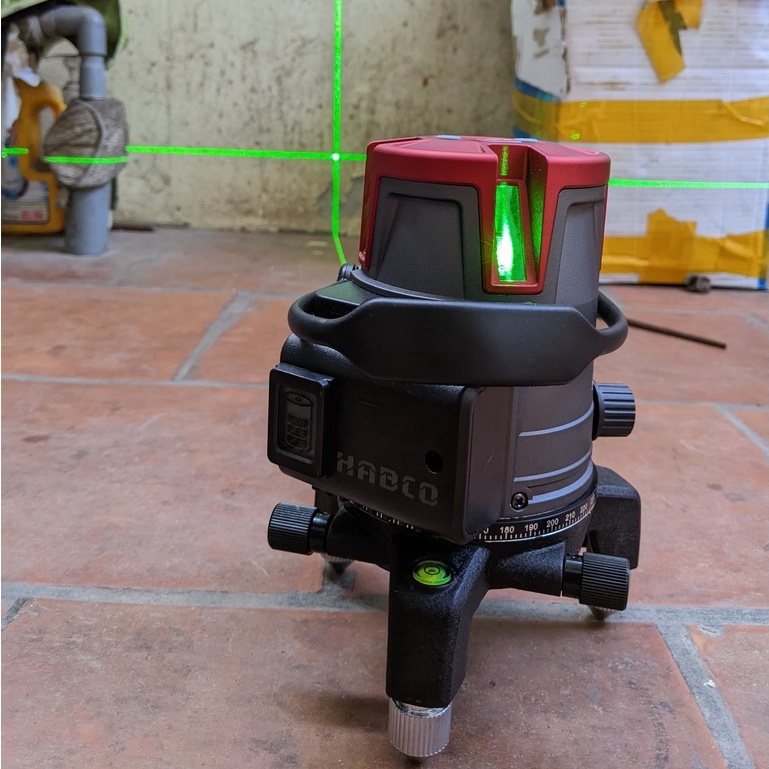 Máy cân bằng laser 5 tia xanh siêu sáng HABCO 368 chế độ tìm tia ngoài nắng tặng chân máy 1m2 inox 304