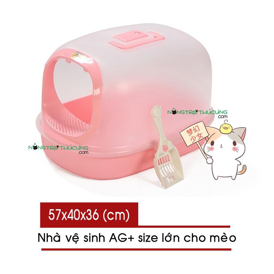 Nhà vệ sinh cho mèo - Toilet mèo size lớn AG+ cao cấp tặng kèm xẻng