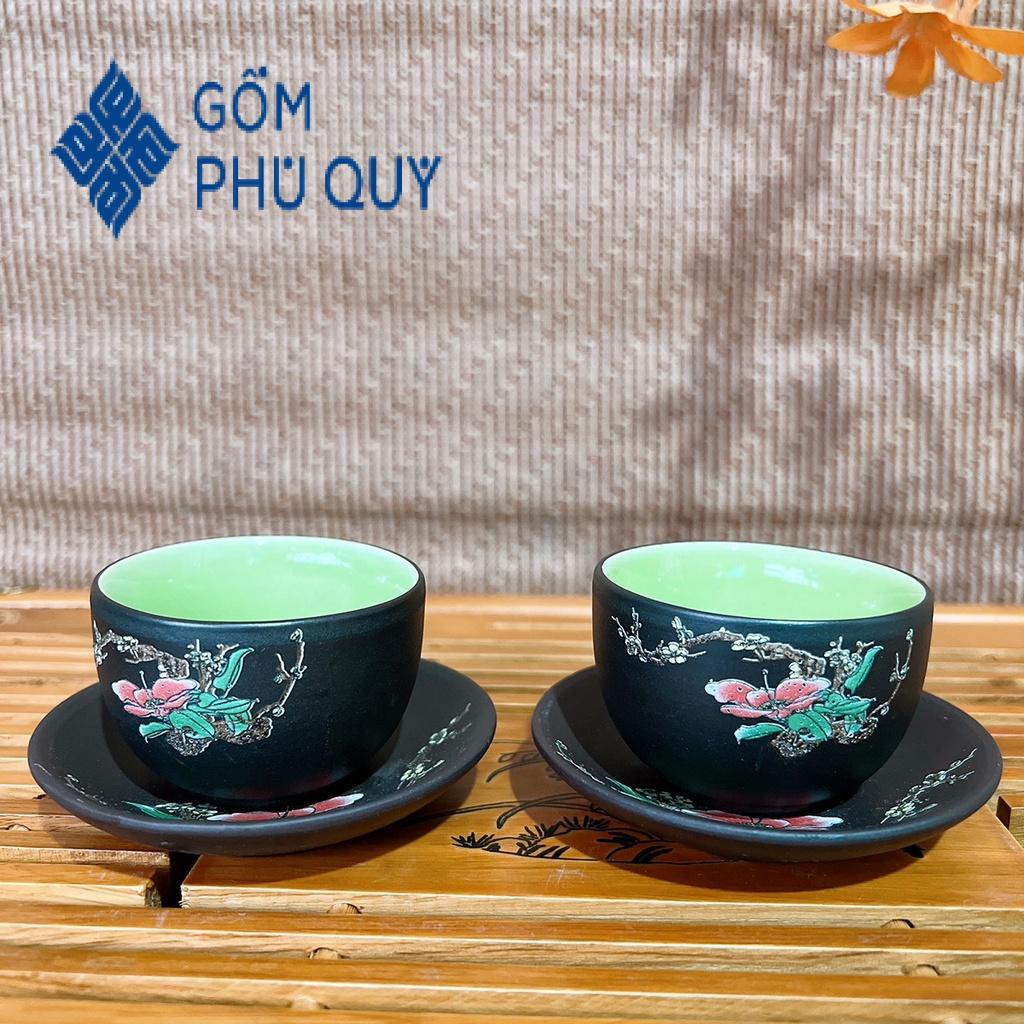 Bộ Ấm Trà ⚱ Gốm Sứ Bát Tràng ⚱ Bộ Ấm Chén Uống Trà Lan Hoa Đen Cao Cấp Tử Sa Gomphuquy Ac70