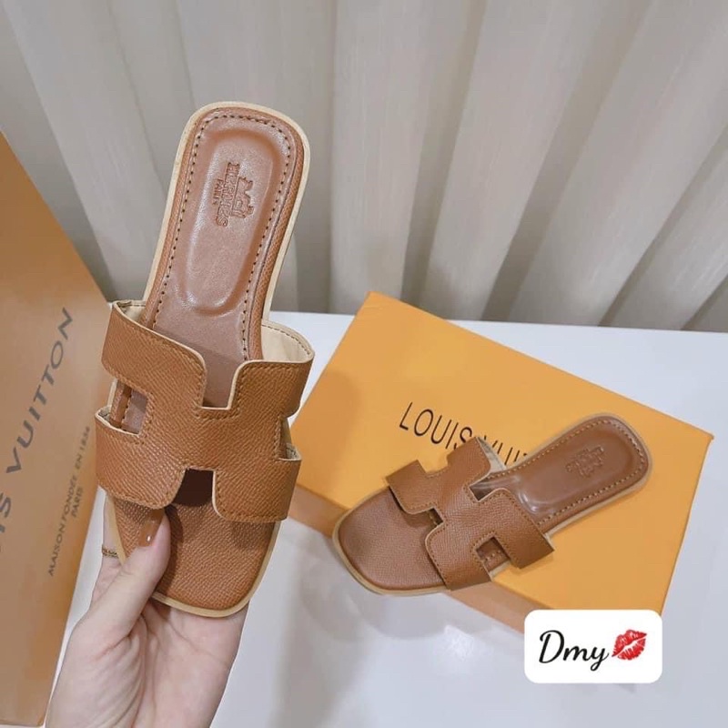 Dép lê nữ chữ H da sần đế nhựa dẻo chống trượt, 3 màu đen, ghi, nâu