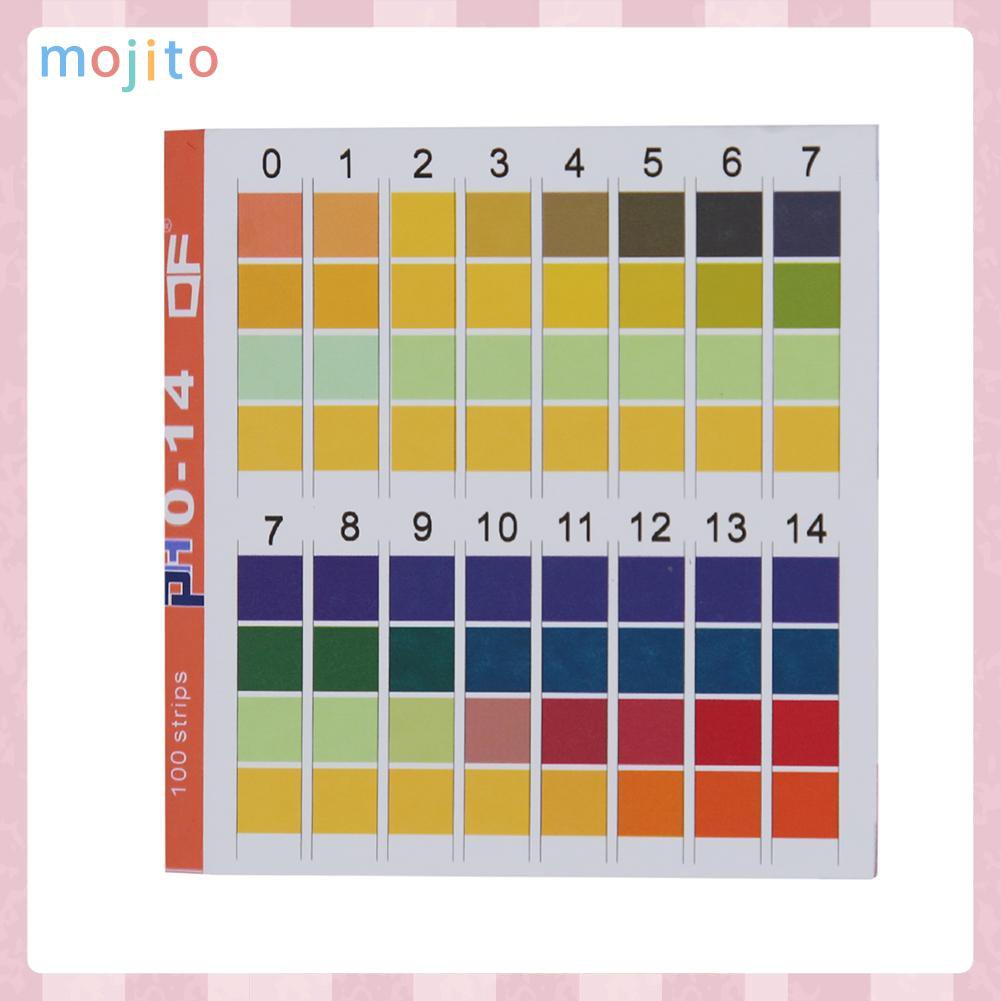 MOJITO 100pcs 0-14 pH Test Strips Alkaline Acid Indicator Paper Litmus Tester
