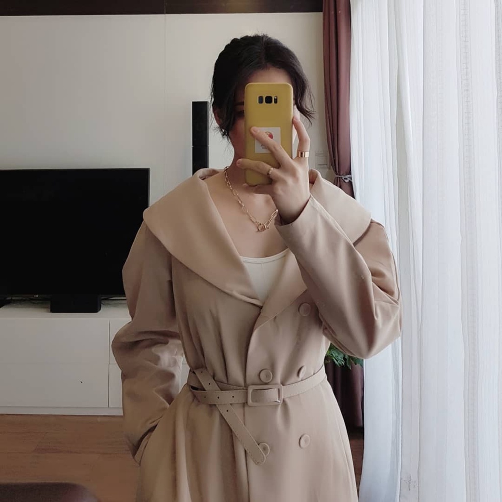 [Ảnh thật/video/sẵn] Áo khoác khaki dáng dài