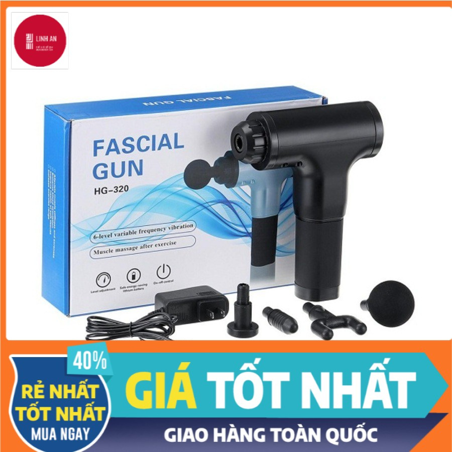 Máy Massage, Súng Massage Toàn Thân 4 Đầu 6 Chế Độ Fascial, Giảm Đau Mỏi Vai Gáy, Giãn Cơ Sau Tập, Bảo Hành 2 Năm - LA