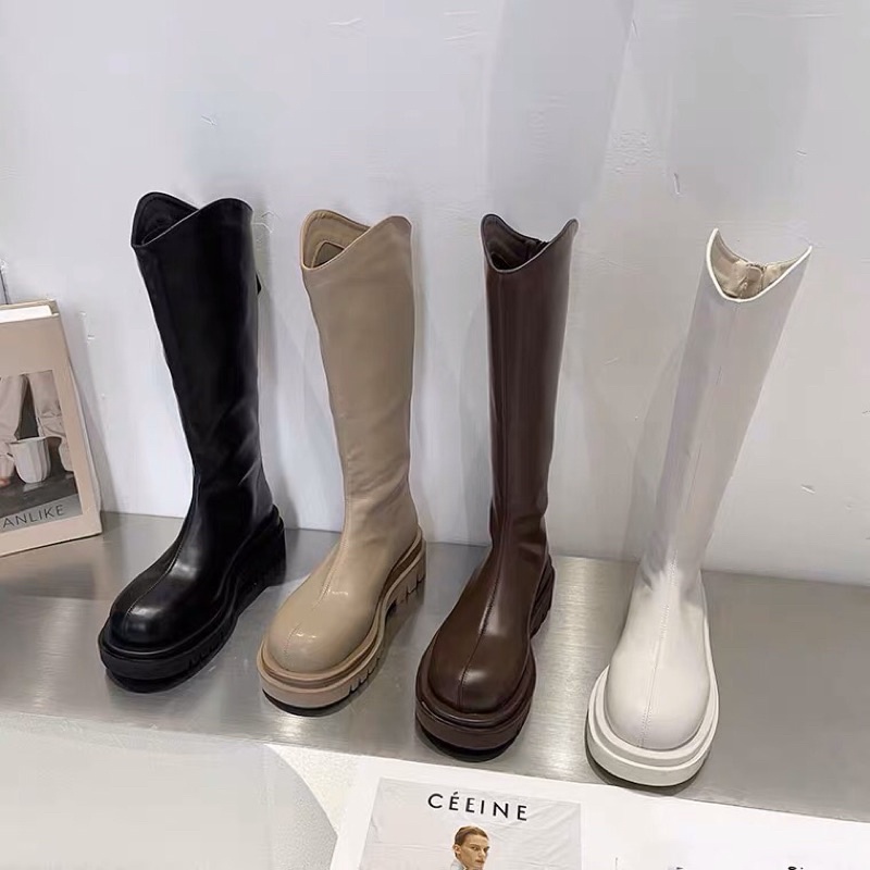 [Order - Có ảnh thật] Boot nữ, boot đùi nữ da bóng mũi tròn