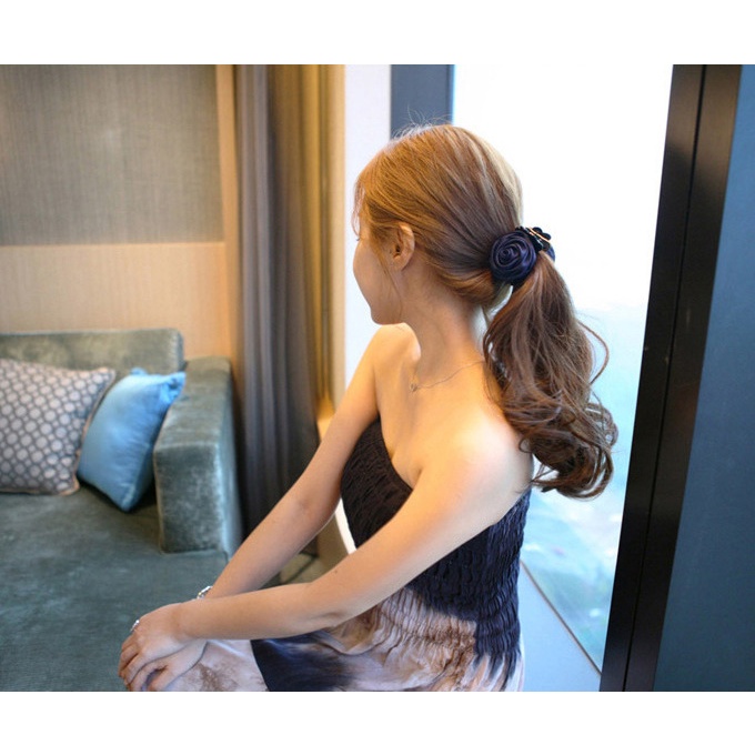 Kẹp Tóc Vải Hàn Quốc Bông Hoa Hồng handmade cao cấp - Kẹp tóc bé gái đuôi ngựa hot trend - Phụ kiện thời trang