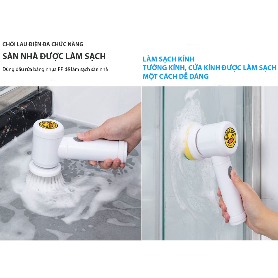 Máy Bàn Chải Vệ Sinh Điện Rửa Đĩa Chén Sàn Nhà Thiết Bị Vệ Sinh Đa Chức Năng Cầm Tay Mini Tiện Lợi G.Duck Kids