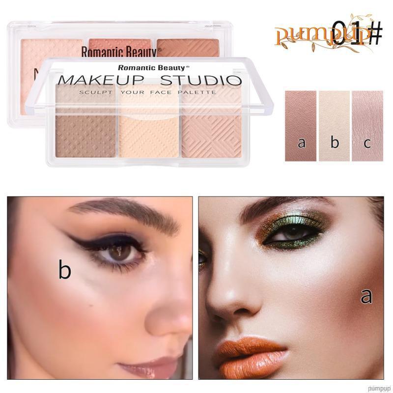 [Hàng mới về] Bảng phấn bronzer / tạo khối / phấn bắt sáng tạo khuôn mặt cảm giác chữ v ba màu