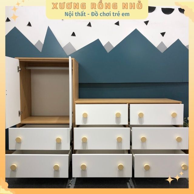 Bộ tủ quần áo trẻ em Xương Rồng Nhỏ, Tủ quần áo cho bé trai, bé gái, màu sắc theo yêu cầu