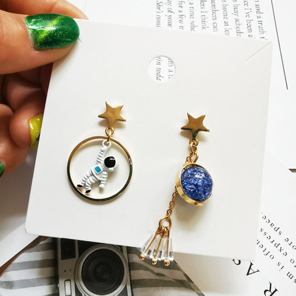 Bông Tai RALPH Thời Trang Cá Tính|Vòng Tròn Phối Tua Rua Họa Tiết Phi Hành Gia Hoạt Hình Thời Trang Cho Nữ