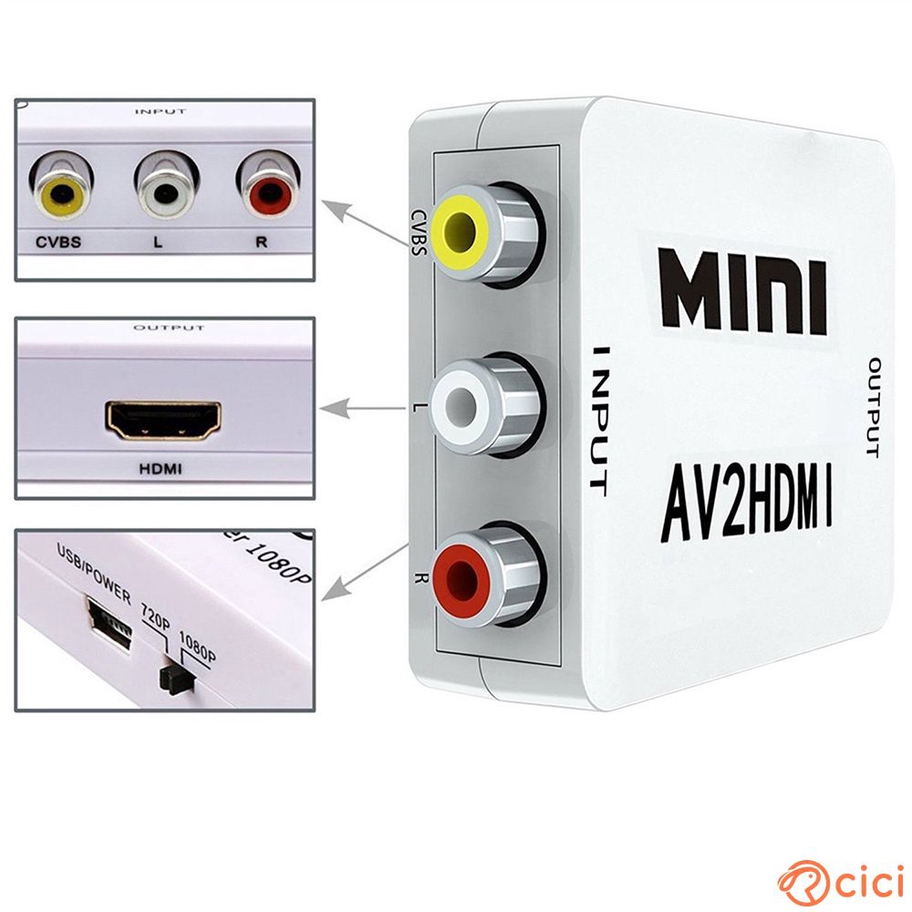 Bộ Chuyển Đổi Rca Sang Hdmi 1080p / Mini Rca Cvbs Av Sang Hdmi Video Audio Av2Hdmi