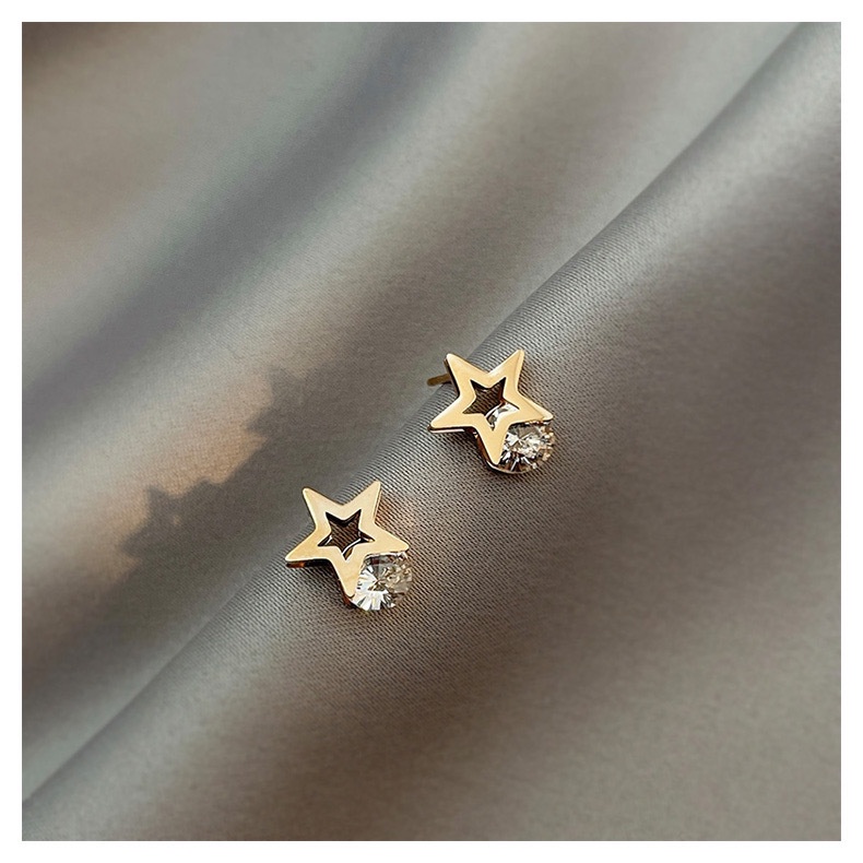 Bông tai đính đá zircon phong cách Hàn Quốc thời trang xinh xắn