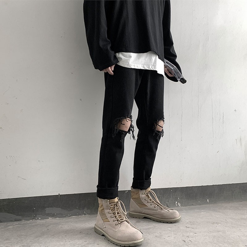 Quần Jeans Dài Rách Gối Thời Trang Cá Tính Dành Cho Nam | BigBuy360 - bigbuy360.vn