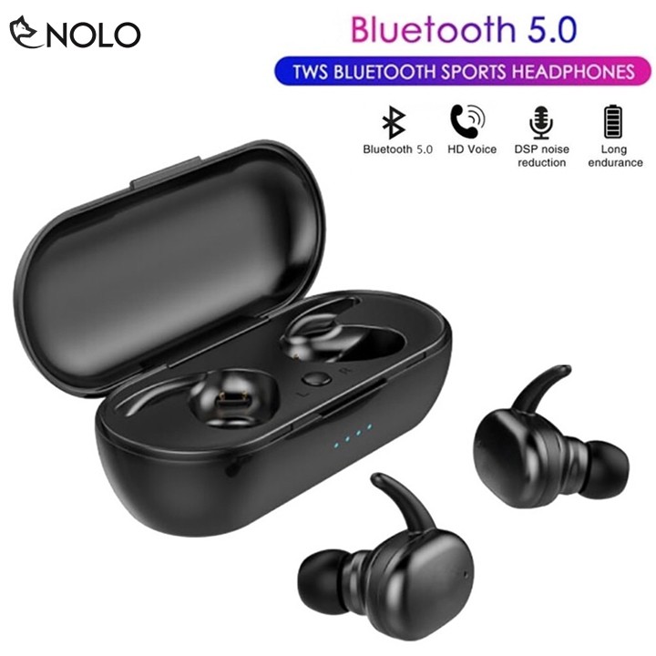 Bộ Tai Nghe Bluetooth Kèm Dock Sạc V5.0 Model TWS 4 Harman Kết Nối Cùng Lúc 2 Tai Nghe Rời