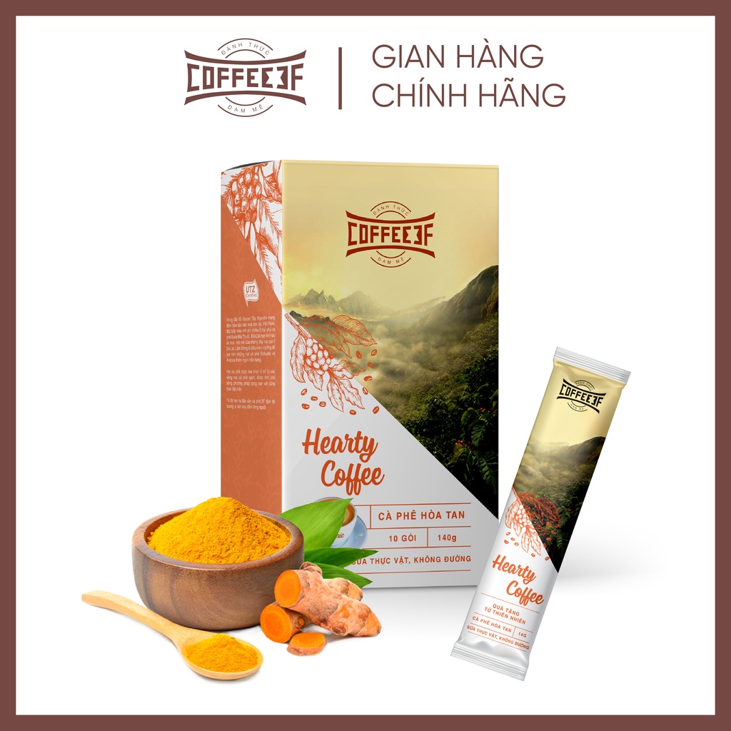 Cà phê hoà tan tinh bột nghệ Hearty Coffee - Coffee 3F (Hộp 10 gói x 14g) | BigBuy360 - bigbuy360.vn