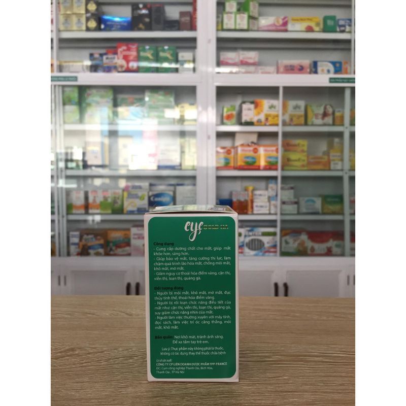 Viên sáng mắt Eye Gold dùng cho người suy giảm thị lực mắt mờ, quáng gà, mỏi mắt - Lọ 30 viên