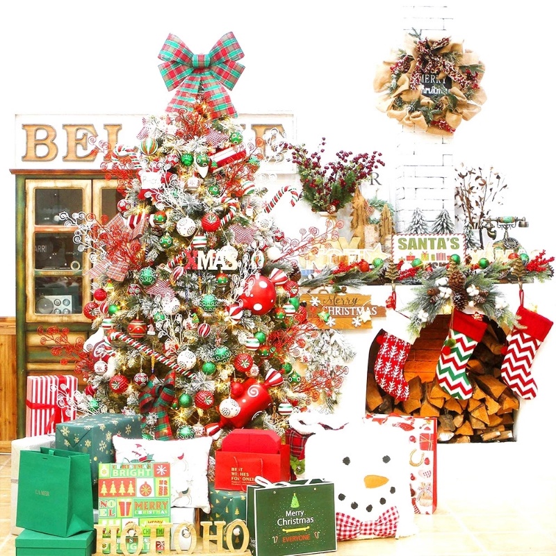 Set 6 Trái Châu 6CM Màu Đỏ Trang Trí Cây Thông Noel