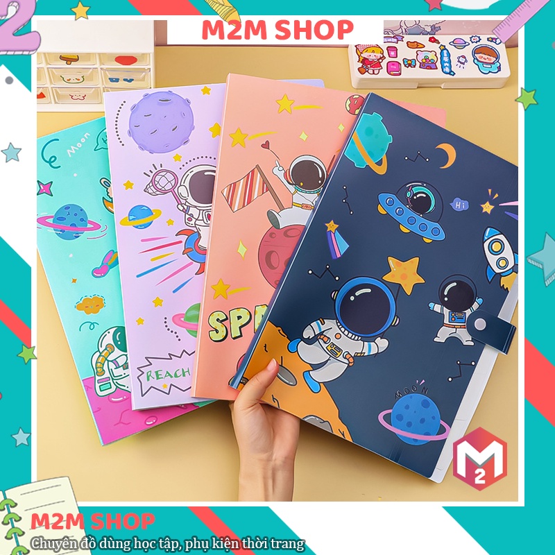 Túi đựng tài liệu A4 nhiều ngăn hình phi hành gia cute dễ thường nhiều màu (23.5cm*32.5cm)