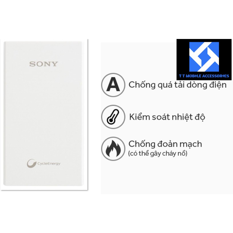 Pin sạc sự phòng Sony CP-E6 5800mAh, màu Trắng, nhỏ gọn, bền bỉ, chính hãng Sony Vietnam, mới 100%, B/Hành 12 tháng