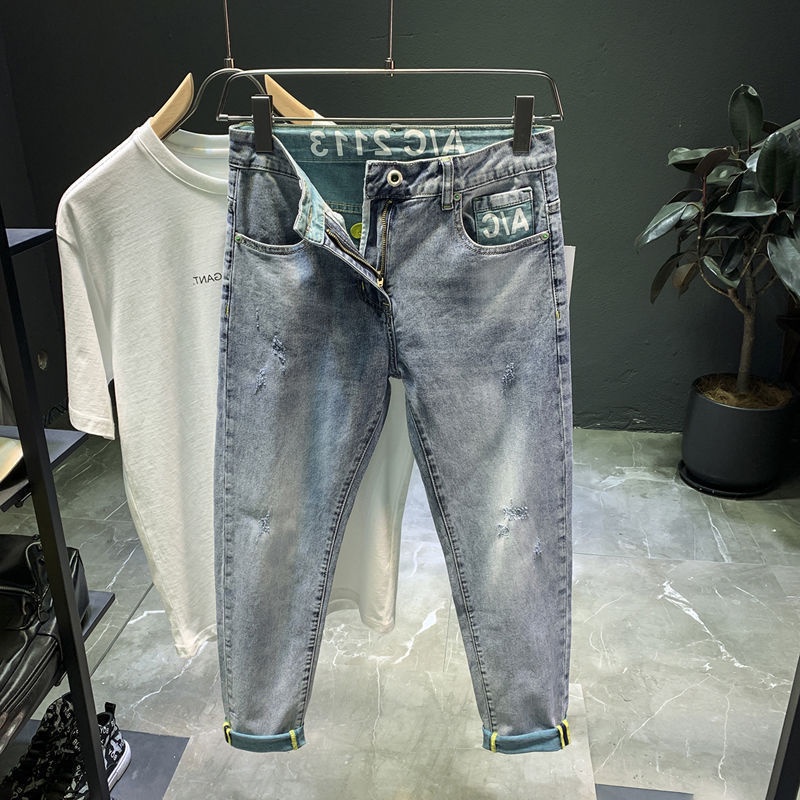 Quần Jeans Denim Dáng Ôm Co Giãn Thời Trang Xuân Hè Mới Cho Nam