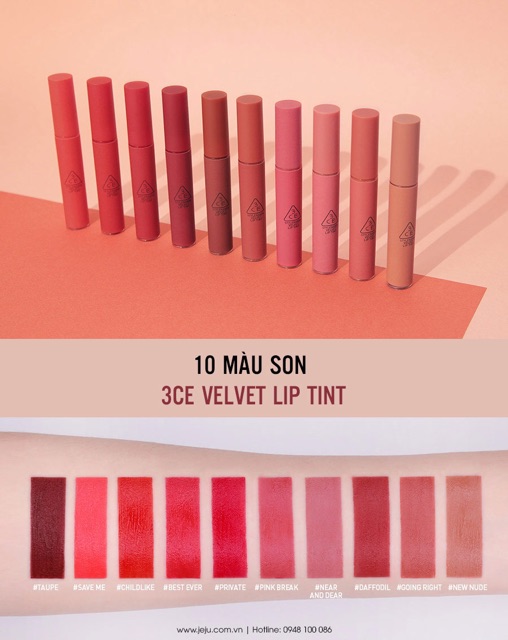 Son kem lì 3CE Stylenanda velvet lip tint