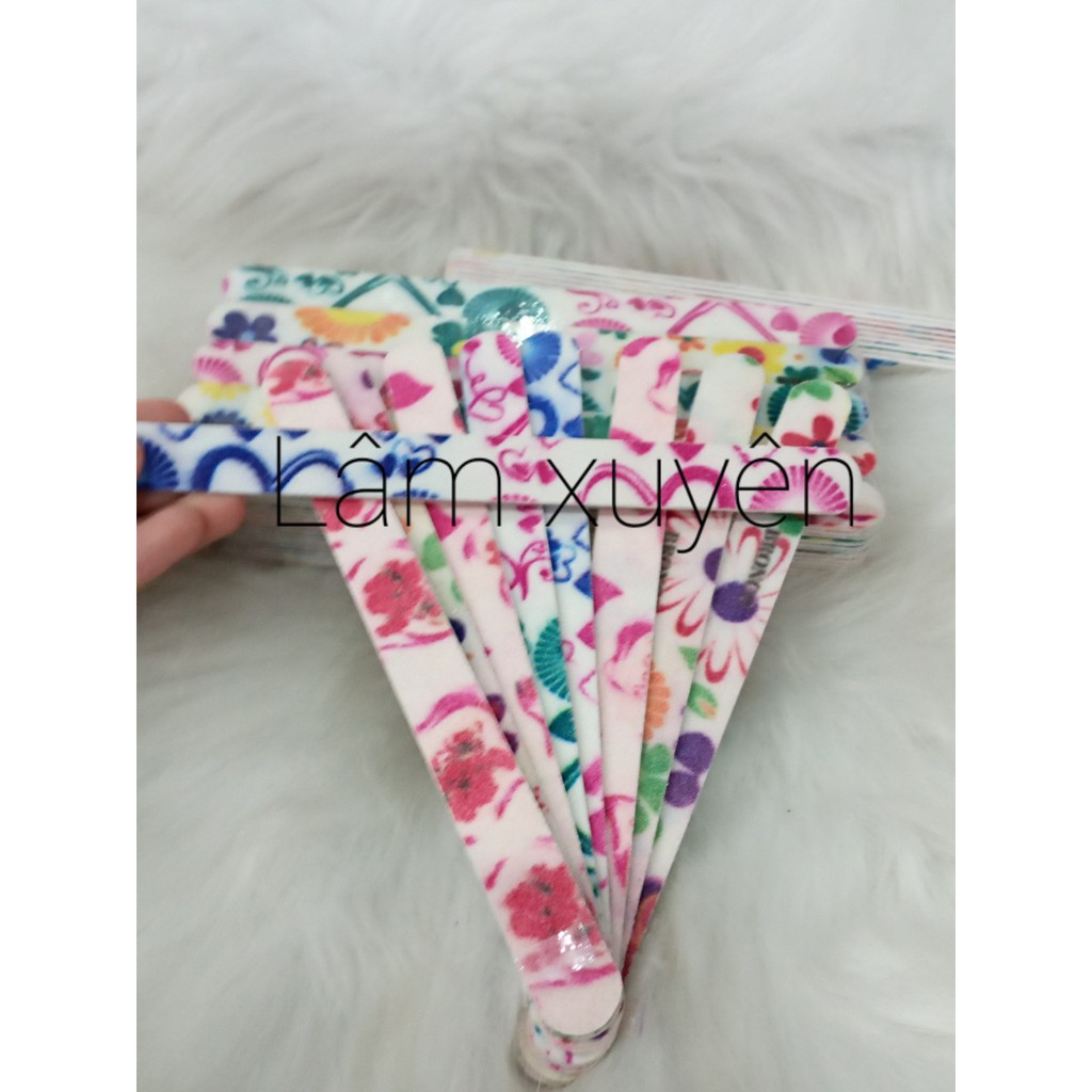 Dũa giấy bông in hoa làm móng nail1 bó 10 cây size chuẩn hàng công ty ,