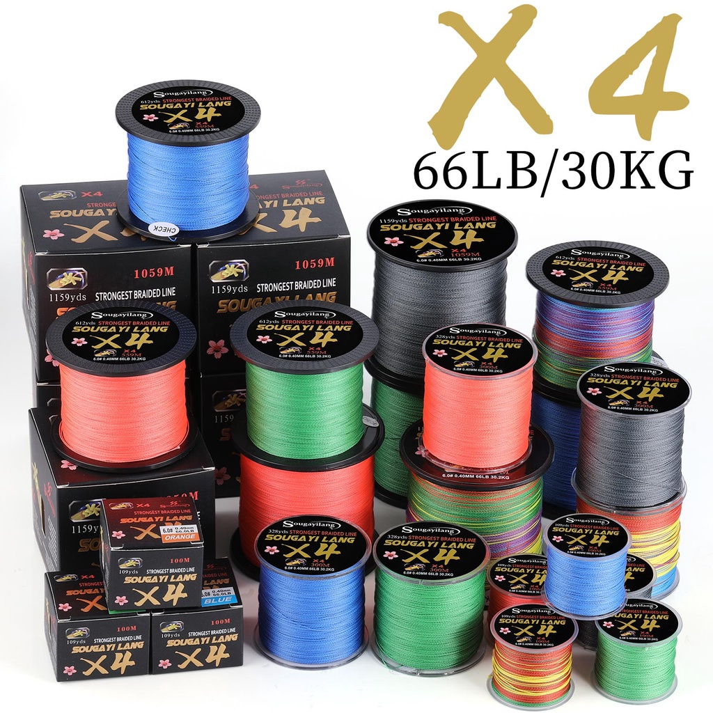 SOUGAYILANG Cuộn Dây Câu Cá Bện 4 Sợi PE 100M 18-66LB