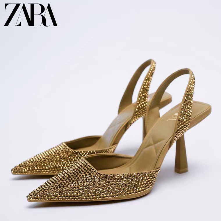Giày Cao Gót Zara 21 Mũi Nhọn Miệng Nông Hở Ngón Thời Trang Mùa Hè Quyến Rũ Cho Nữ
