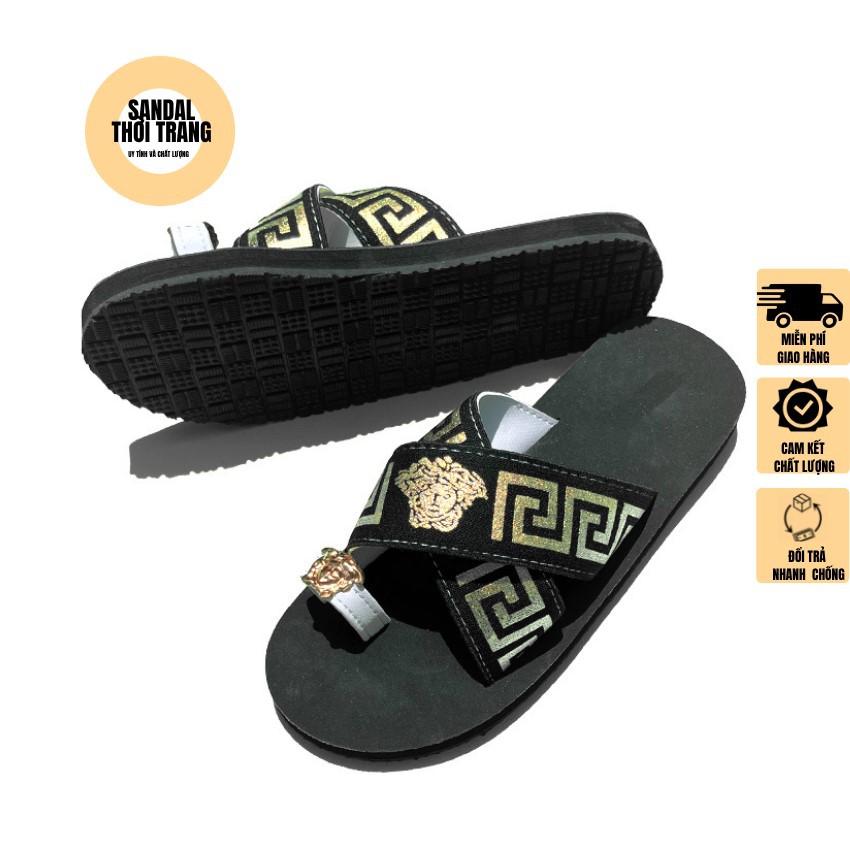 Dép sandal xỏ ngón quai chéo SANDALTHOITRANG full size 30-44 nam nữ