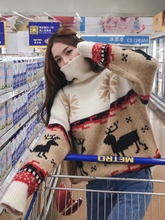 Áo len Noel cổ cao