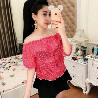 Áo bẹt vai vải voan