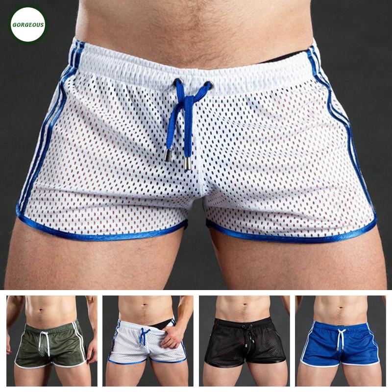 Quần lót boxer lưới lưng thấp thiết kế rỗng thoáng khí cho nam tập thể hình