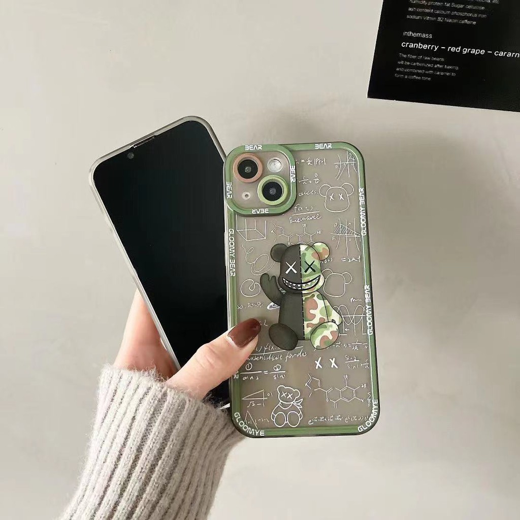 Ốp điện thoại hình gấu kết hợp graffiti cho iPhone 13 12 11 Pro Max 13/12pro 13 12 11 X XS XR Xs MAX 7/8plus