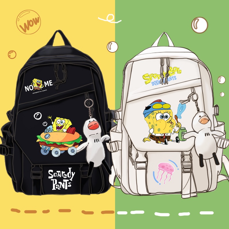 SpongeBob primary school backpack men's and women's large capacity schoolbag for Grade 3 to grade 6 junior and senior high school Japanese style ins multi-function bag leisure bag bag back backpack
