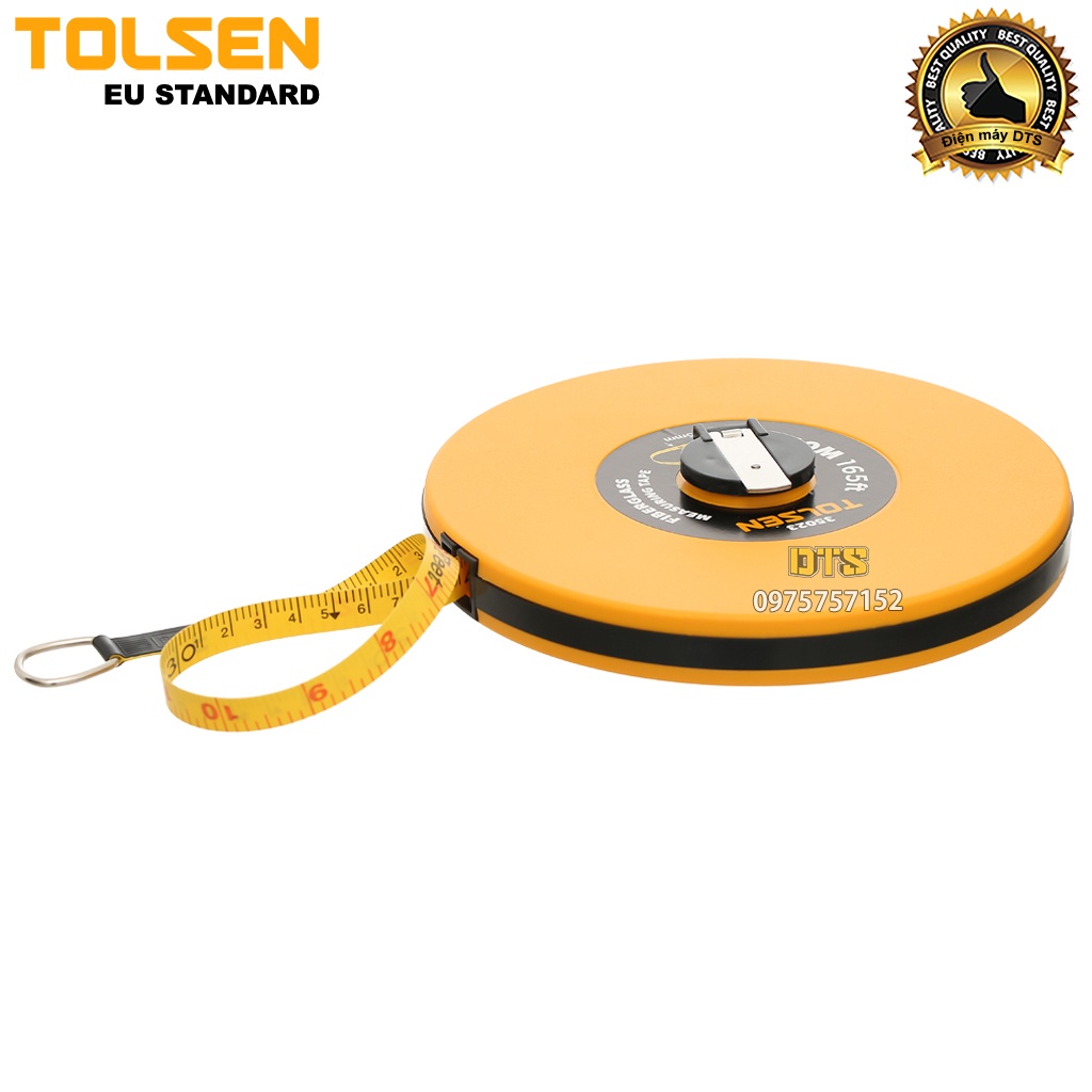 Thước dây cuộn công nghiệp sợi thuỷ tinh TOLSEN, thước cuốn đa năng tốc độ cuốn nhanh, vỏ nhựa ABS bọc cao su siêu bền