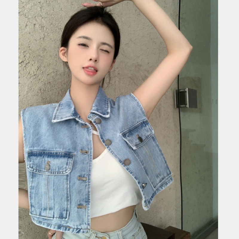 Áo Khoác Denim Không Tay Thời Trang Cá Tính