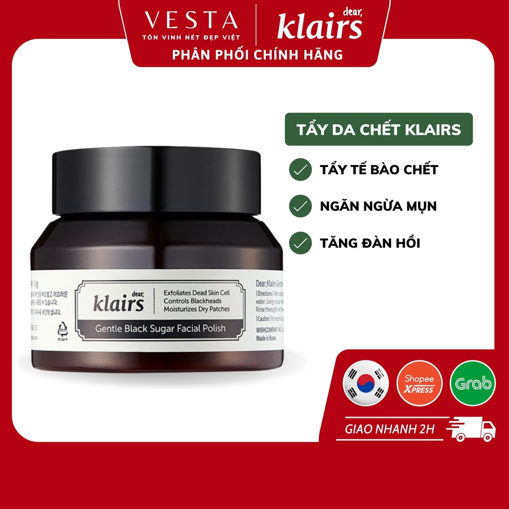 Tẩy Da Chết Dear Klairs Gentle Black Sugar Facial Polish Dạng Hạt 110gr