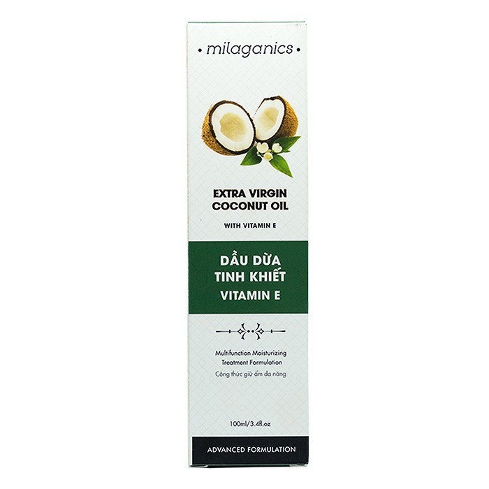 Dầu Dừa Tinh Khiết Vitamin E Milaganics Chai 100ml