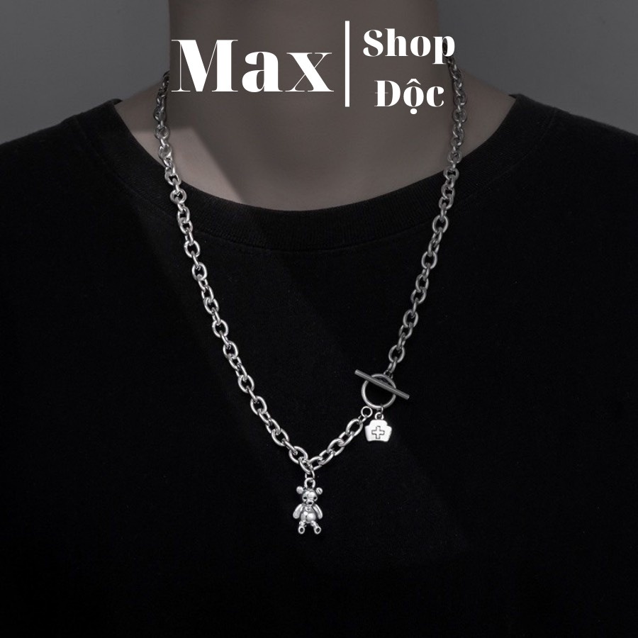 Dây Chuyền Vòng Cổ, Vòng Tay Titan Cao Cấp Không Gỉ Khoá Cài Gấu Bear Cho Nam &amp; Nữ - Maxshopdoc